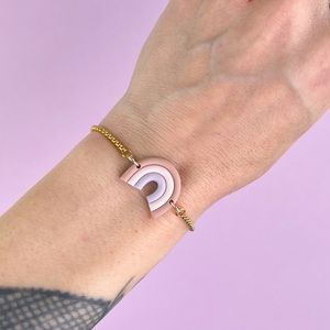 Boho Rainbow Handmade Polymer Clay Adjustable Bracelet